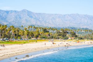 Aerial view of Leadbetter Beach, Santa Barbara, CA