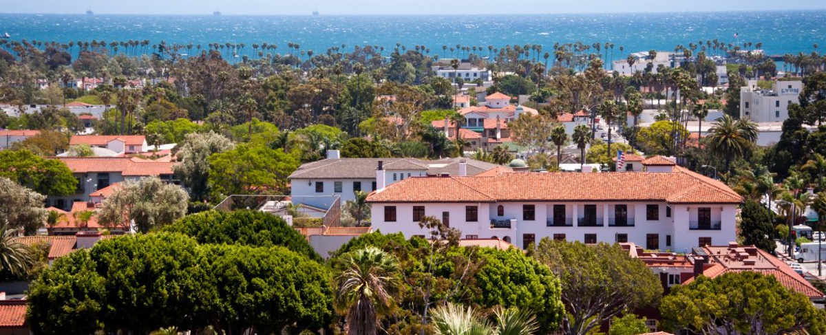 View of Santa Barbara and ocean from County Court House Observation Deck